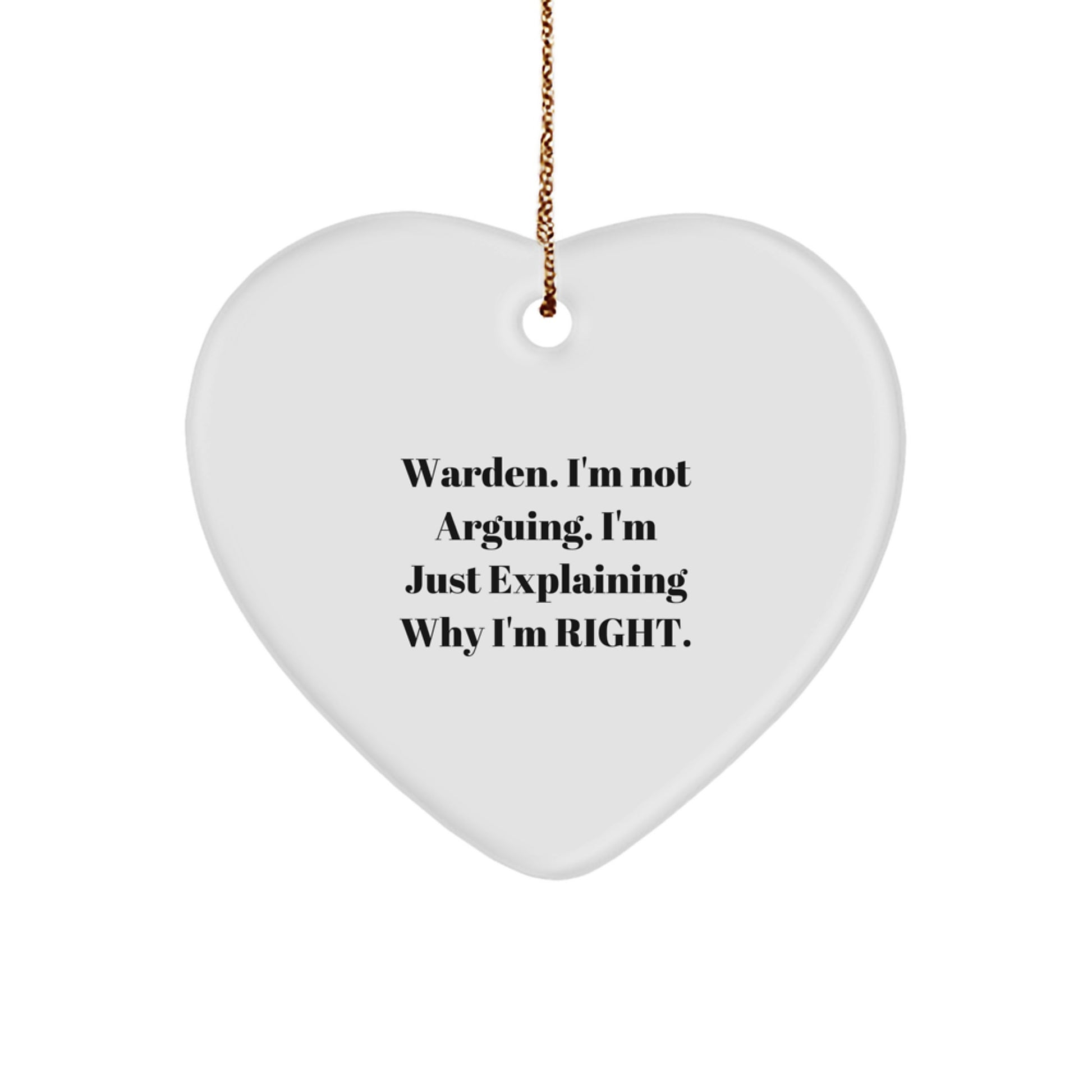 Warden Funny Heart Ornament Gifts from Friends and Family for Christmas Unique Presents - Image 1