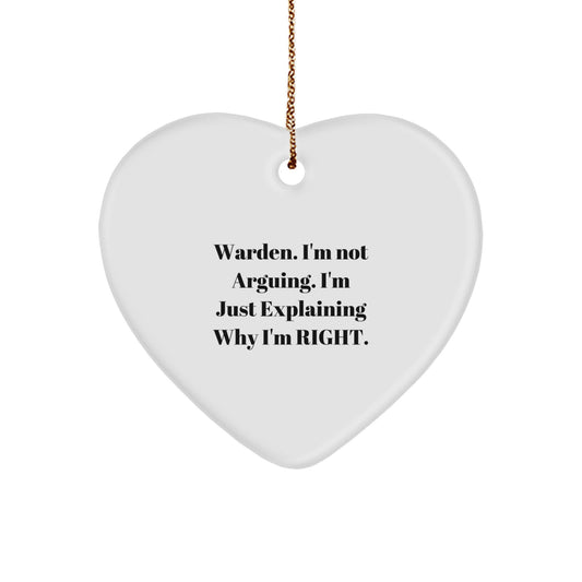Warden Funny Heart Ornament Gifts from Friends and Family for Christmas Unique Presents - Image 1
