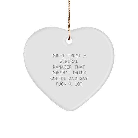 Funny General Manager Gifts from Friends, Heart Ornament for Men or Women, Christmas Unique Presents for General Manager - Image 1