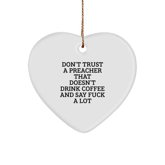 Funny Preacher Heart Ornament Gifts for Men from Friends on Christmas Unique - Image 1