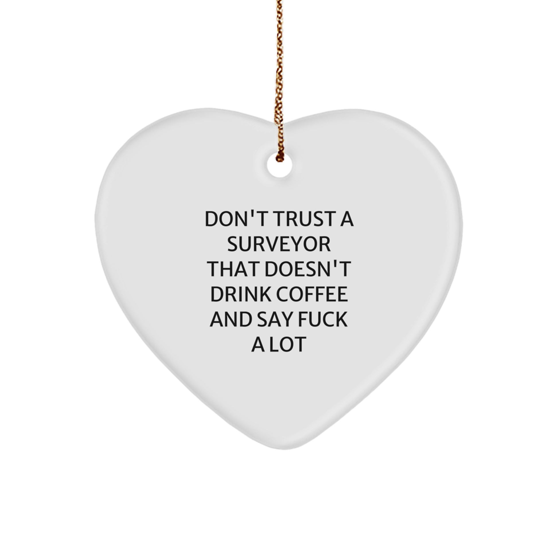 Funny Gift for Surveyor, Heart Ornament, Christmas Unique Gifts from Friends, Gifts for Surveyor, Surveyor Humor, Heart Shaped Ornament - Image 1