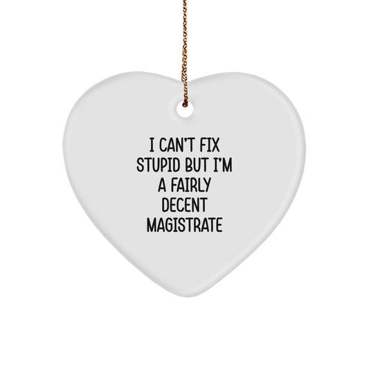 Funny Magistrate Gifts for Friends Family Men Women - Heart Ornament 'I Can't Fix Stupid' - Image 1