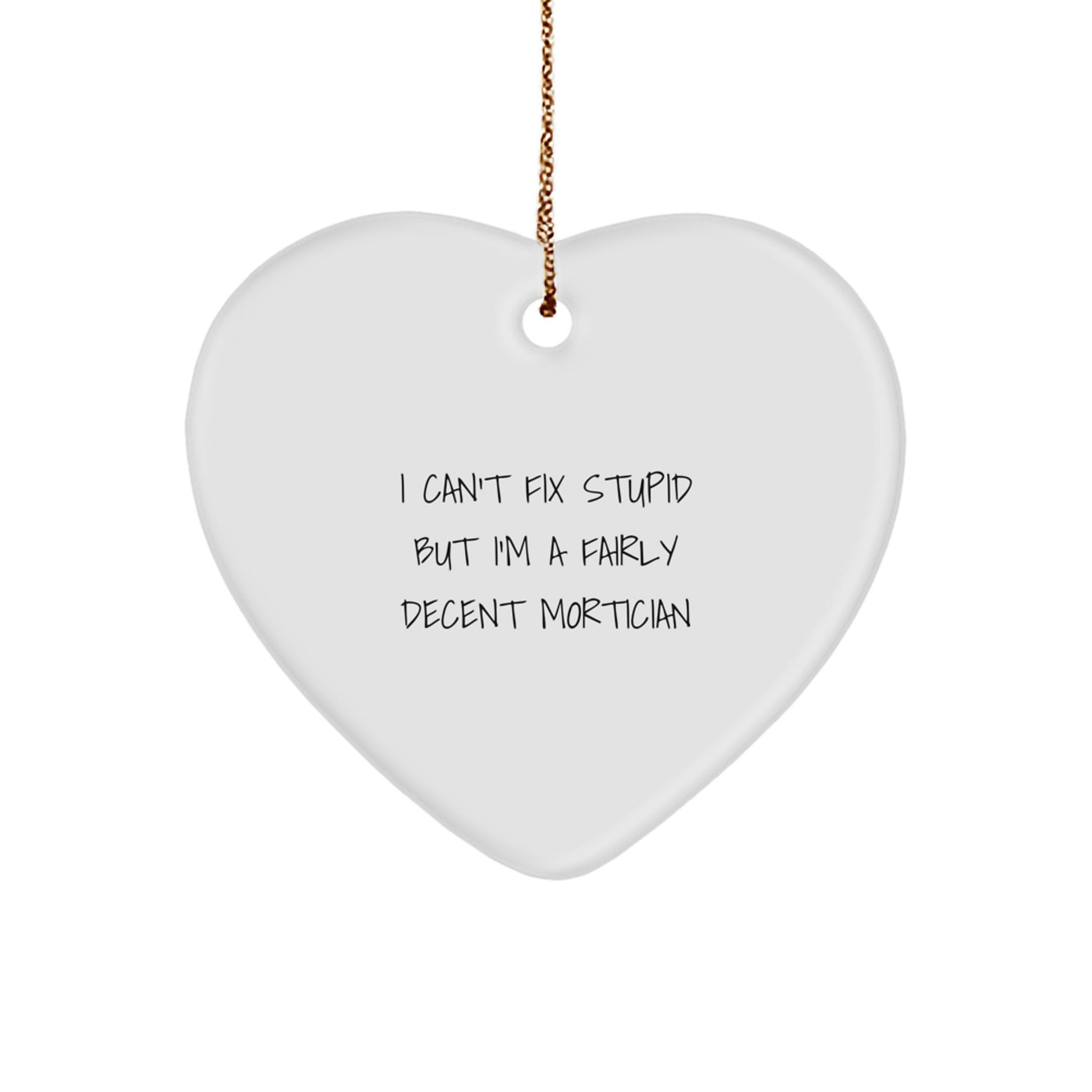 Funny Quote Mortician Gifts from Family for Mortician Friends - I Can't Fix Stupid Heart Ornament Christmas Unique Decorations - Image 1