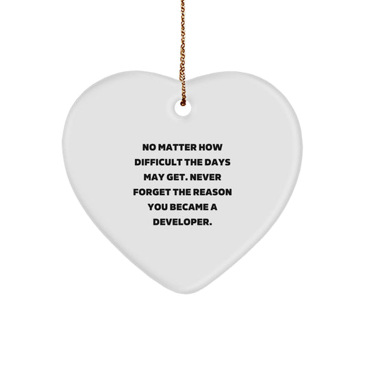 Developer Heart Ornament Gifts from Friends and Family, Never Forget The Reason You Became A Developer, Inspirational Christmas Unique - Image 1
