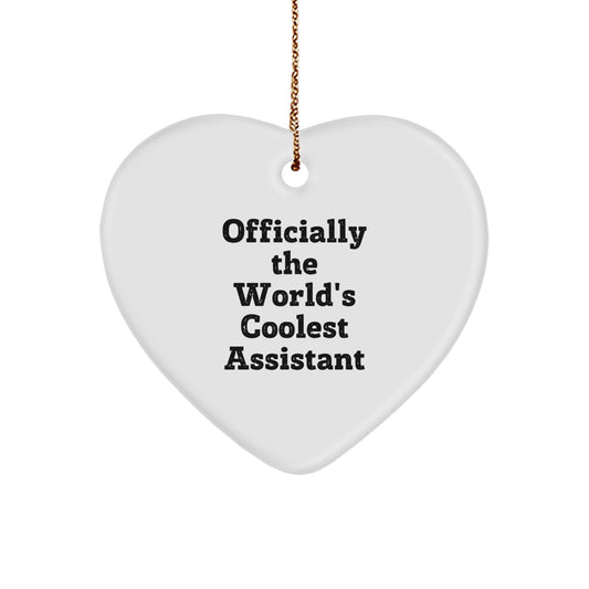 Funny Assistant Gifts from Friends, Officially The World's Coolest Assistant Heart Ornament for Christmas Unique Gifts, Gifts for Assistant - Image 1