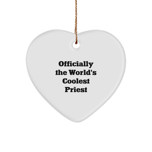 Funny Priest Gifts from Friends for Men - World's Coolest Priest Heart Ornament, White Color, Christmas Unique Gifts - Image 1