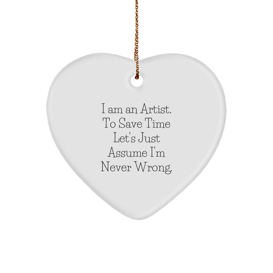 Funny Artist Heart Ornament Gifts from Men to Friends for Artist, Unique Christmas Unique Gifts for Women, Inspirational Heart Shaped Art Decor - Image 1