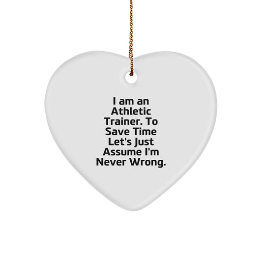 Funny Quote Athletic Trainer Gifts from Friends Unique Christmas Ornaments Heart Shape with Festive Gold Cord for Athletic Trainer Men Women Coworkers Family - Image 1
