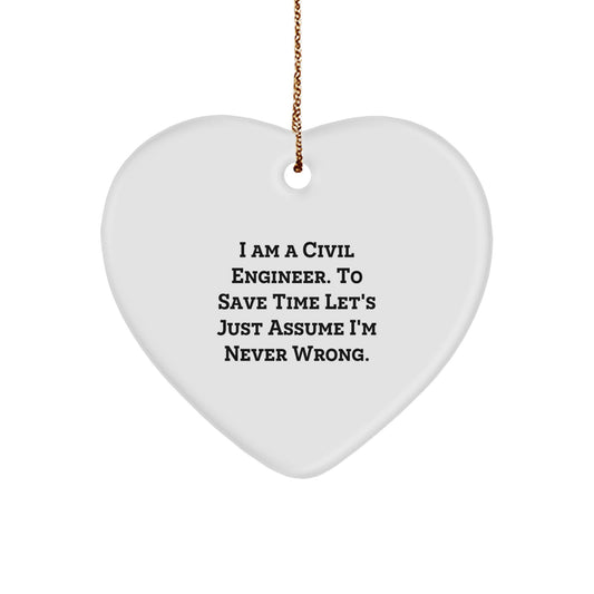 Funny Civil Engineer Heart Ornament Gifts from Friends or Family for Civil Engineer Christmas Unique Decorations - Image 1