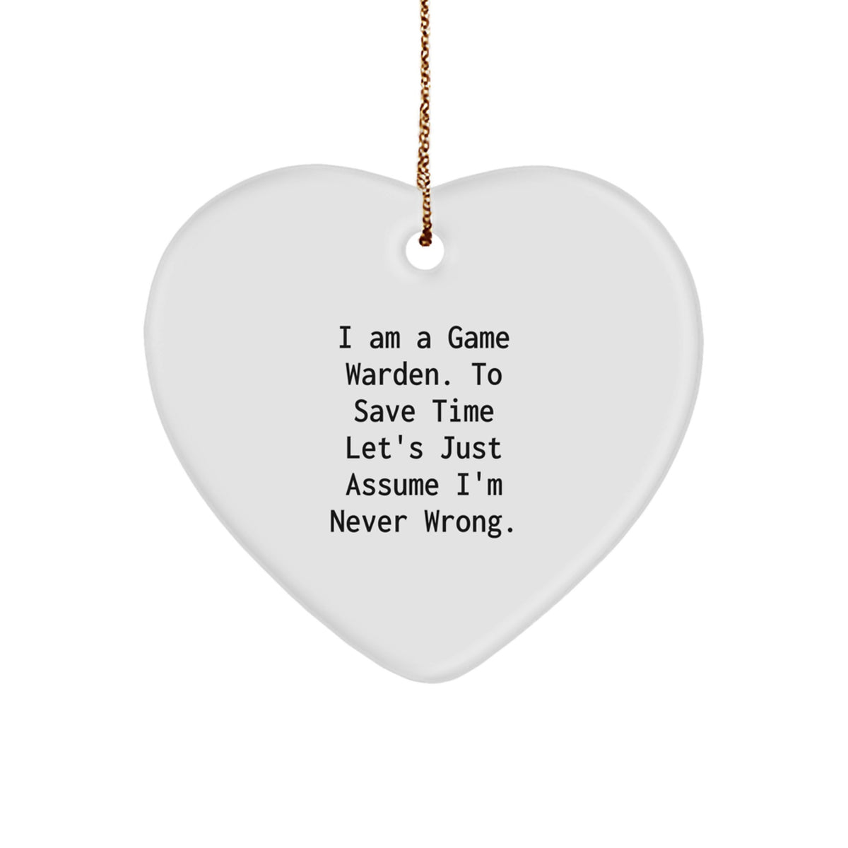 Funny Game Warden Heart Ornament Gifts for Men Women Christmas Unique Presents from Family Friends - Image 1