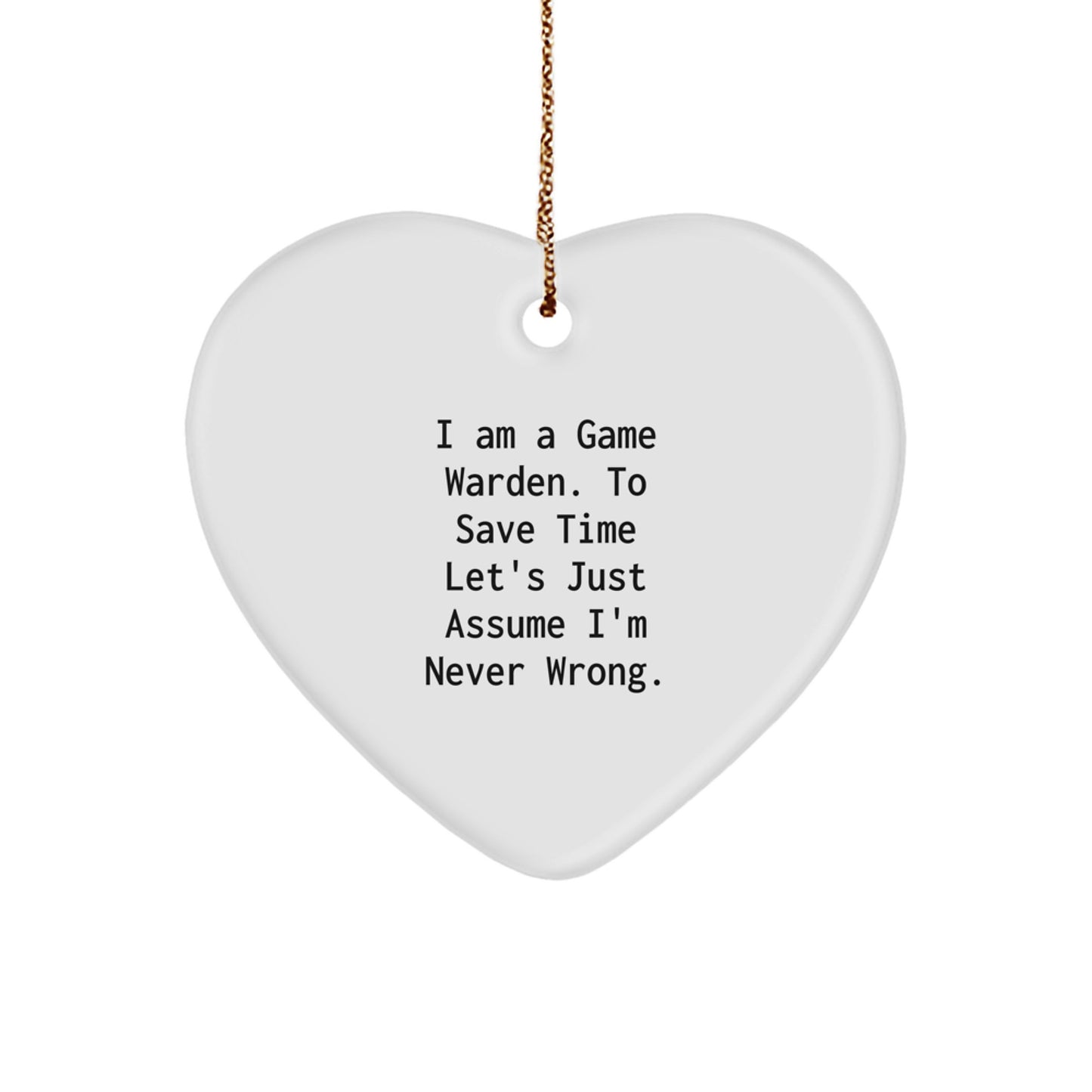 Funny Game Warden Heart Ornament Gifts for Men Women Christmas Unique Presents from Family Friends - Image 1