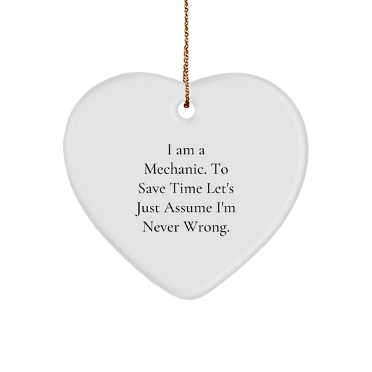 Funny Mechanic Heart Ornament Gifts from Friends to Mechanic - Heart Shaped Decorations for Christmas - Image 1