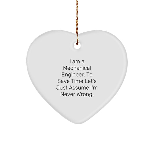Funny Mechanical Engineer Gifts, Heart Ornament for Christmas Unique Presents from Friends and Family to Mechanic Engineers - Image 1