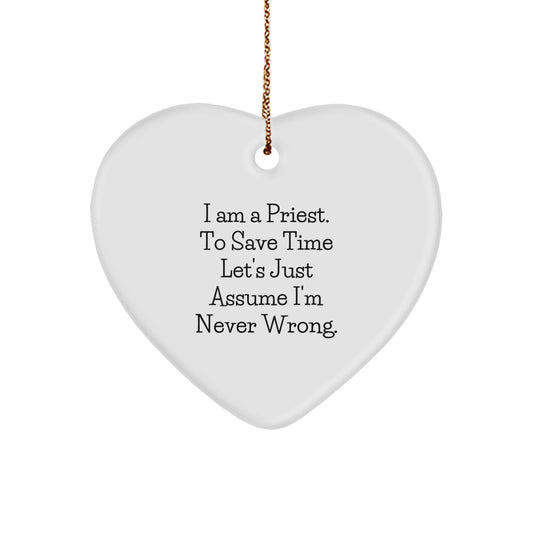Funny Priest Heart Ornament Gifts from Men to Priest, Unique Christmas Unique Gifts for Priest, Heart Shaped Gift for Priest - Image 1