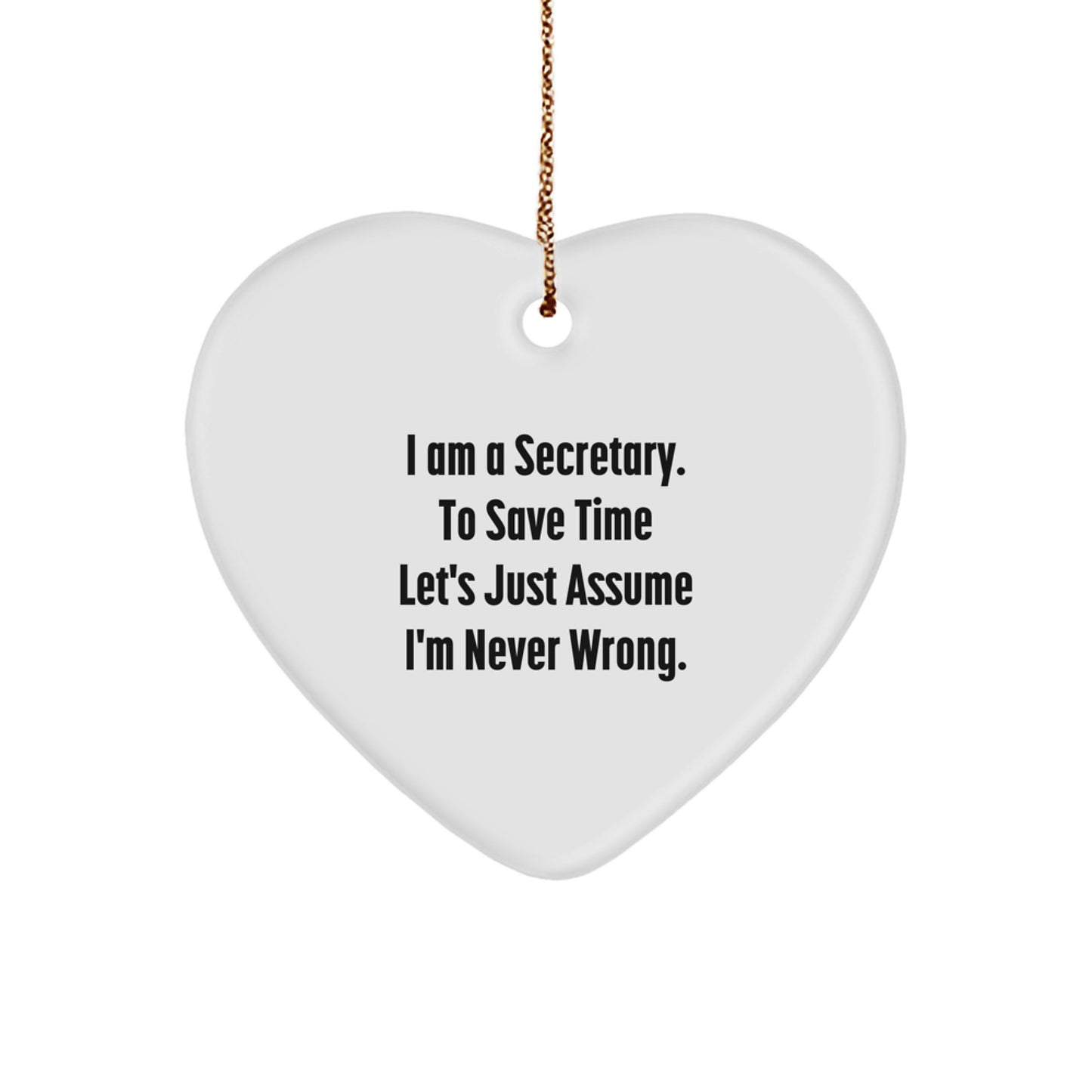 Funny Heart Ornament for Secretary Christmas Unique Gifts from Friends, Gifts for Secretary, Secretary Humor, Heart Shaped Ornament - Image 1