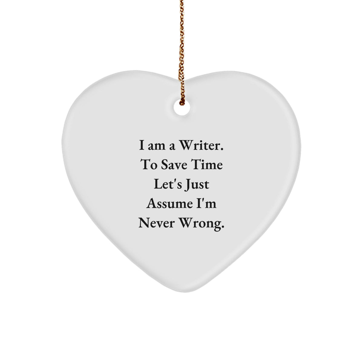 Funny Writer Gift, Heart Ornament for Writers, Christmas Unique Gifts from Friends to Writers - Image 1