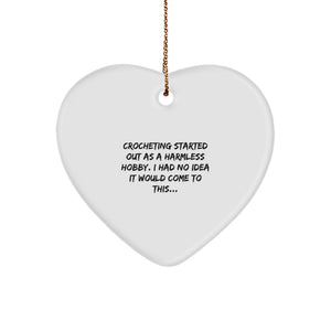 Funny Crocheting Gifts for Women Friends from Men, Heart Ornament Crochet Lover Christmas Unique Decorations - Image 1