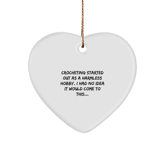 Funny Crocheting Gifts for Women Friends from Men, Heart Ornament Crochet Lover Christmas Unique Decorations - Image 1