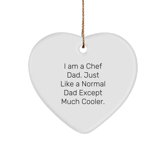 Chef Dad Heart Ornament, Funny Gifts from Men to Chef, Heart-Shaped Christmas Unique Gifts for Chef Dads, 'I Am A Chef Dad' Decoration - Image 1