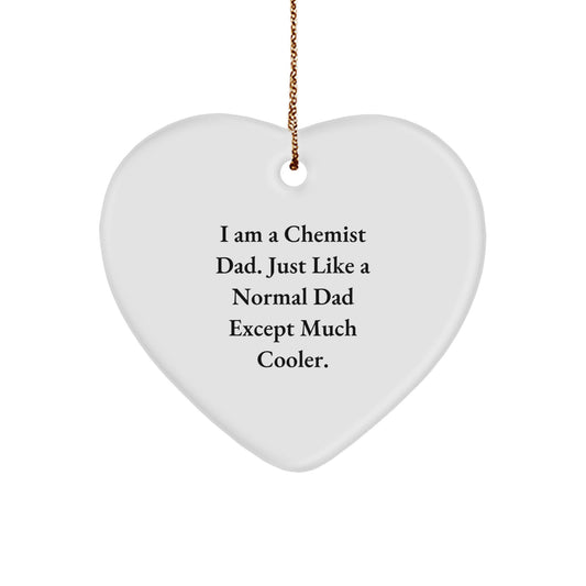 Funny Chemist Gifts for Christmas Heart Ornament from Dad - 'I Am A Chemist Dad', Heart Shaped, White Color, Perfect for Men, Women, Friends, Family - Image 1