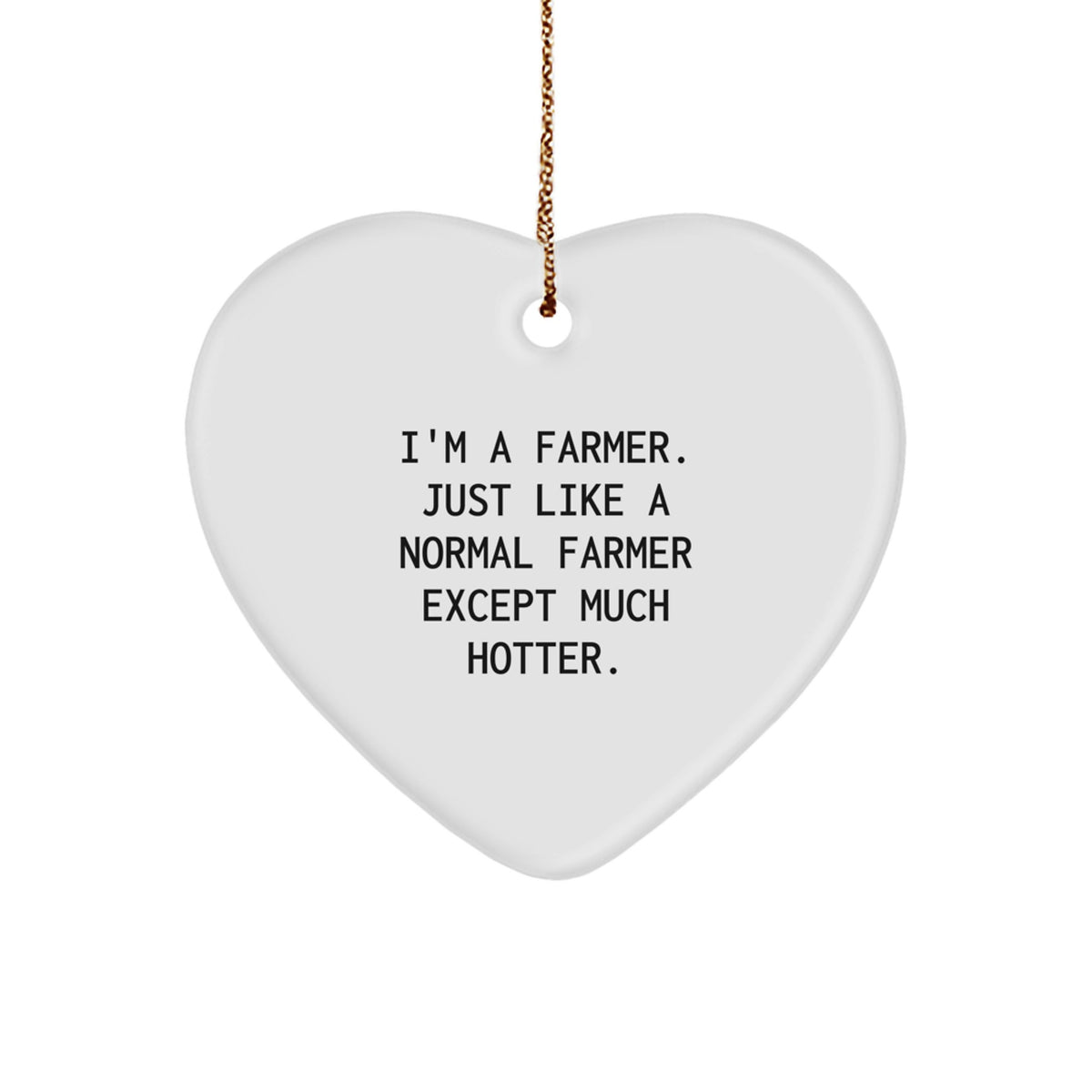 Farmer's Funny Heart Ornament, Gifts from Friends, for Farmer at Christmas, 'I'm A Farmer. Just Like A Normal Farmer Except Much Hotter.' - Image 1