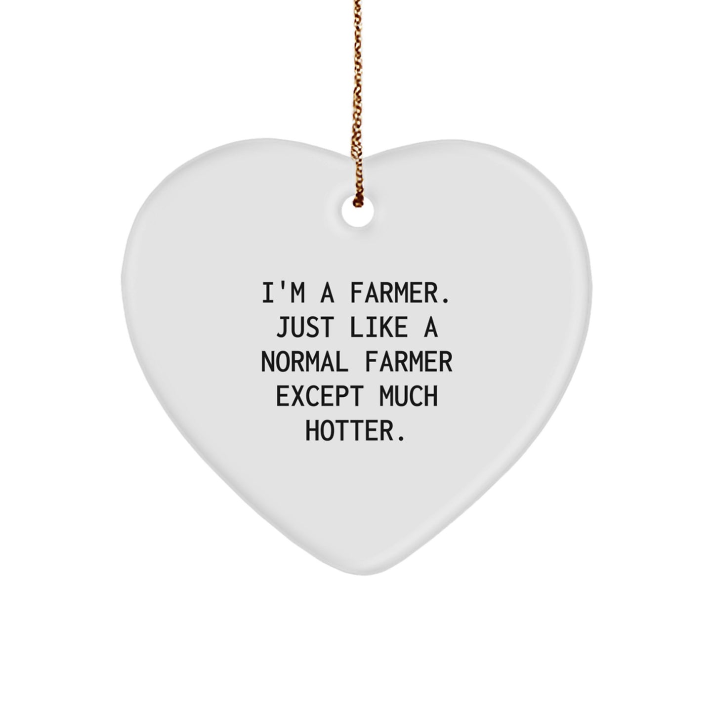 Farmer's Funny Heart Ornament, Gifts from Friends, for Farmer at Christmas, 'I'm A Farmer. Just Like A Normal Farmer Except Much Hotter.' - Image 1