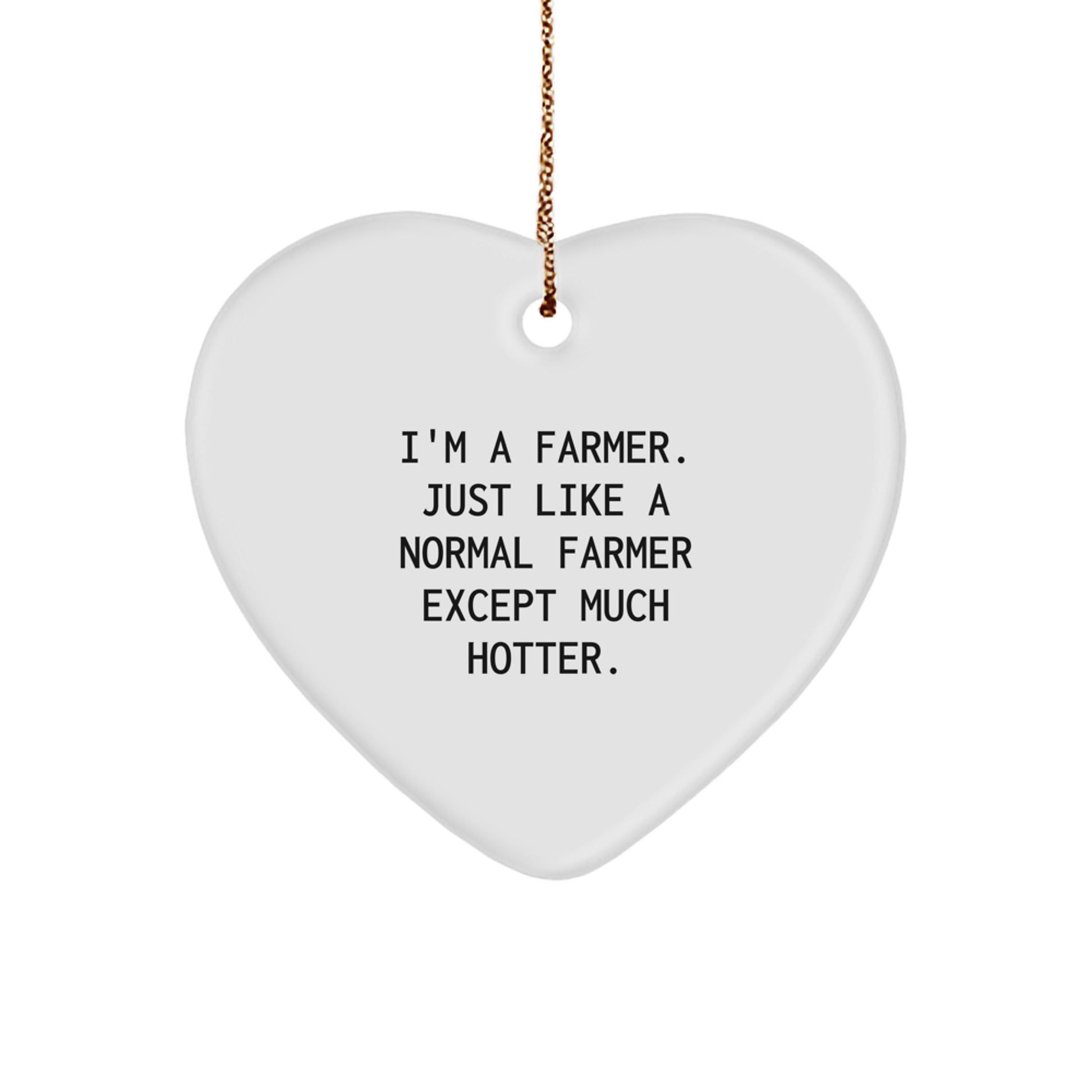 Farmer's Funny Heart Ornament, Gifts from Friends, for Farmer at Christmas, 'I'm A Farmer. Just Like A Normal Farmer Except Much Hotter.' - Image 1