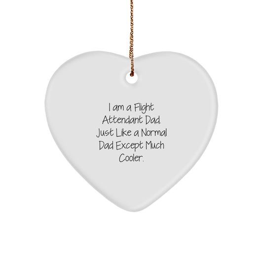 Funny Flight Attendant Gifts, Heart Ornament for Flight Attendant Dad, Christmas Unique Gifts from Men to Family - Image 1