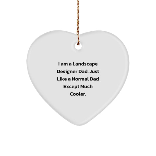Funny Landscape Designer Dad Gifts from Family for Him, Heart Ornament for Christmas Unique Gifts - Image 1