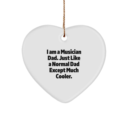 Funny Musician Dad Gifts for Men Heart Ornament, Unique Gifts from Dad to Musician Son, Christmas Musician Decorations for Home - Image 1