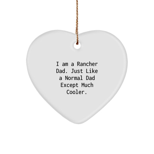Rancher Dad Gifts, Funny Heart Ornament, Unique Christmas Decorations from Dad to Son Daughter Husband Wife - Image 1