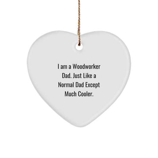Christmas Gift Woodworker Dad Heart Ornament Festive Present for Her - Image 1