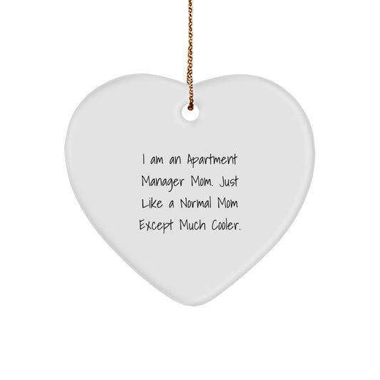 Cool Apartment Manager Mom Gifts for Women from Friends - Funny Heart Ornament for Christmas Unique Presents - Image 1
