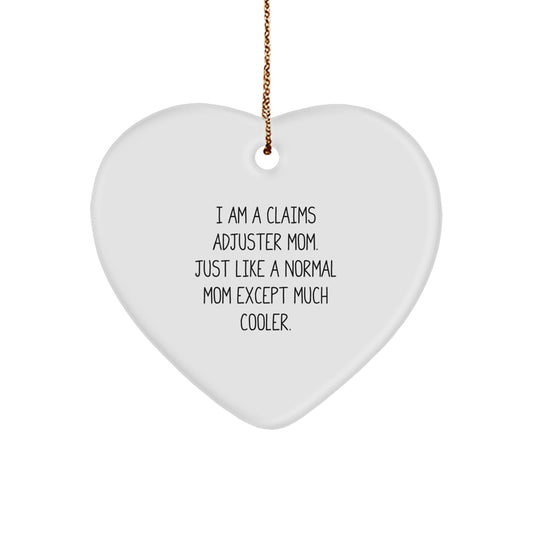 Christmas Gift for Her Claims Adjuster Mom Heart Ornament Present - Image 1