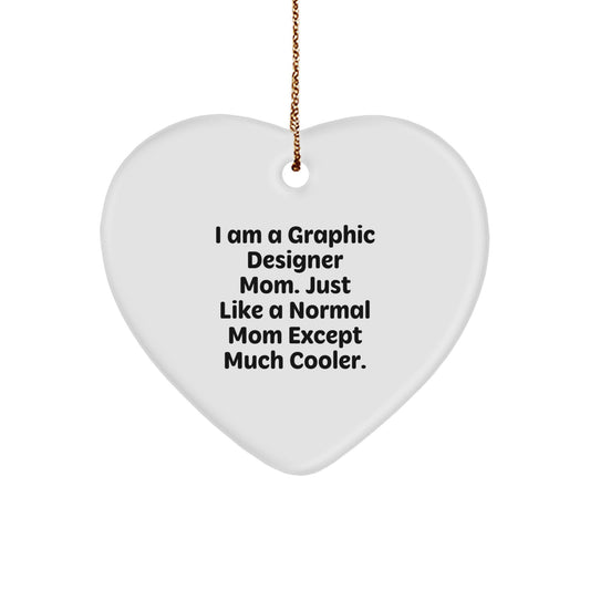 Graphic Designer Gifts from Mom, Heart Ornament for Graphic Designer, Christmas Unique Gifts - Image 1