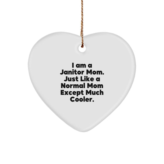 Funny Janitor Mom Heart Ornament Gifts from Family for Janitor Mom - Image 1