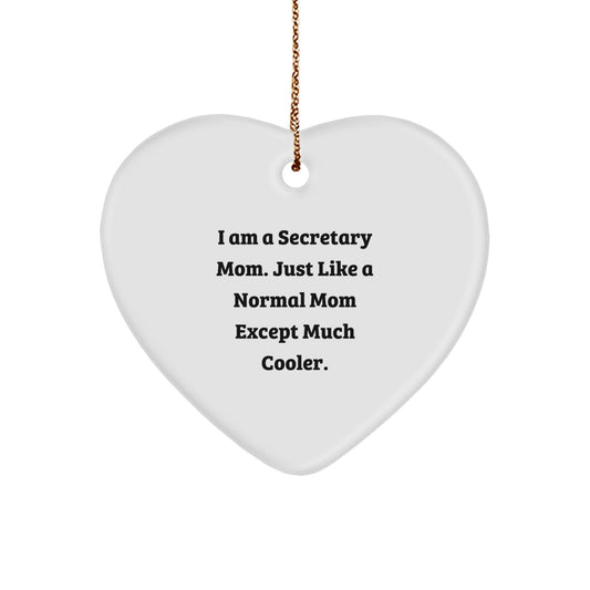 Secretary Mom Heart Ornament Idea for Coworkers Christmas Gift - Image 1