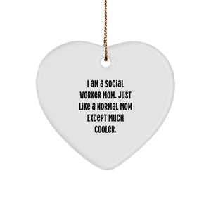 Christmas Unique Gift for Her Social Worker Mom Heart Ornament Present - Image 1
