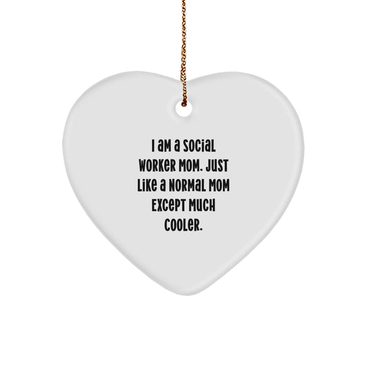 Christmas Unique Gift for Her Social Worker Mom Heart Ornament Present - Image 1