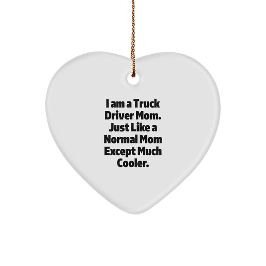 White Heart Christmas Ornament – Truck Driver Mom Gift for a Friend - Image 1