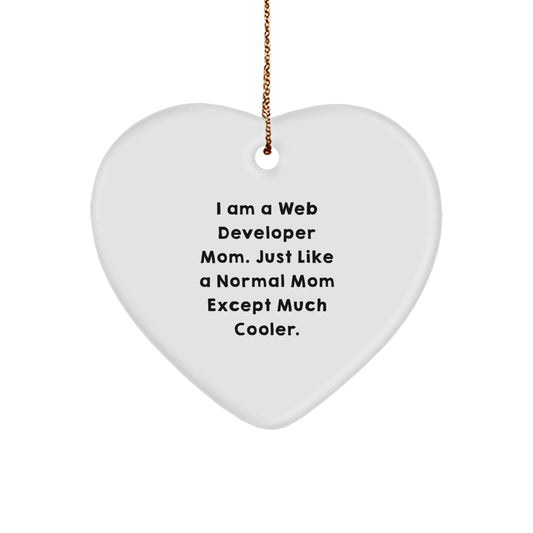 Web Developer Mom Keepsake Heart Bright Christmas Ornament for Him Gift - Image 1