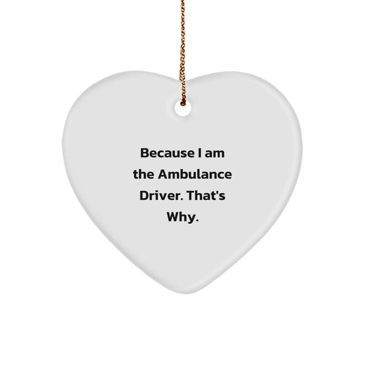 Ambulance Driver Keepsake Heart Christmas Ornament for Him Gift - Image 1