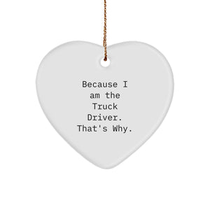 Funny Truck Driver Gifts from Friends for Him - Because I Am The Truck Driver. That's Why. Christmas Ornament - Image 1