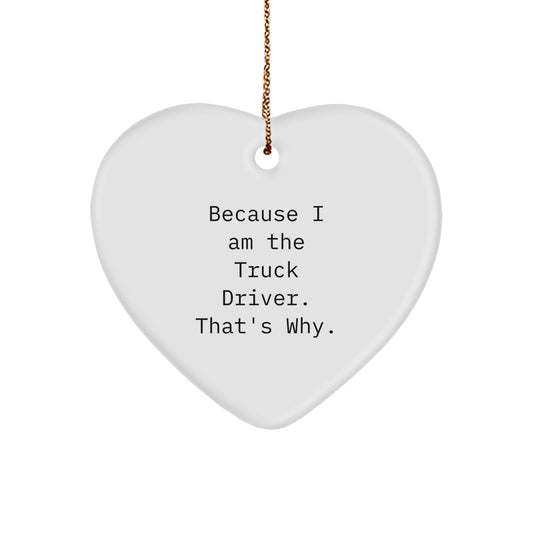 Funny Truck Driver Gifts from Friends for Him - Because I Am The Truck Driver. That's Why. Christmas Ornament - Image 1