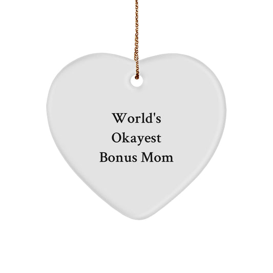 Bonus Mom Favorite Heart Ornament Christmas Surprise Bright Gift - Image 1