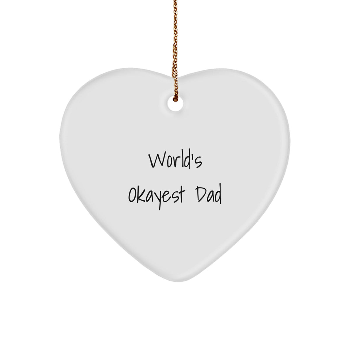 Christmas Gift for Dad World's Okayest Dad Heart Ornament Present - Image 1