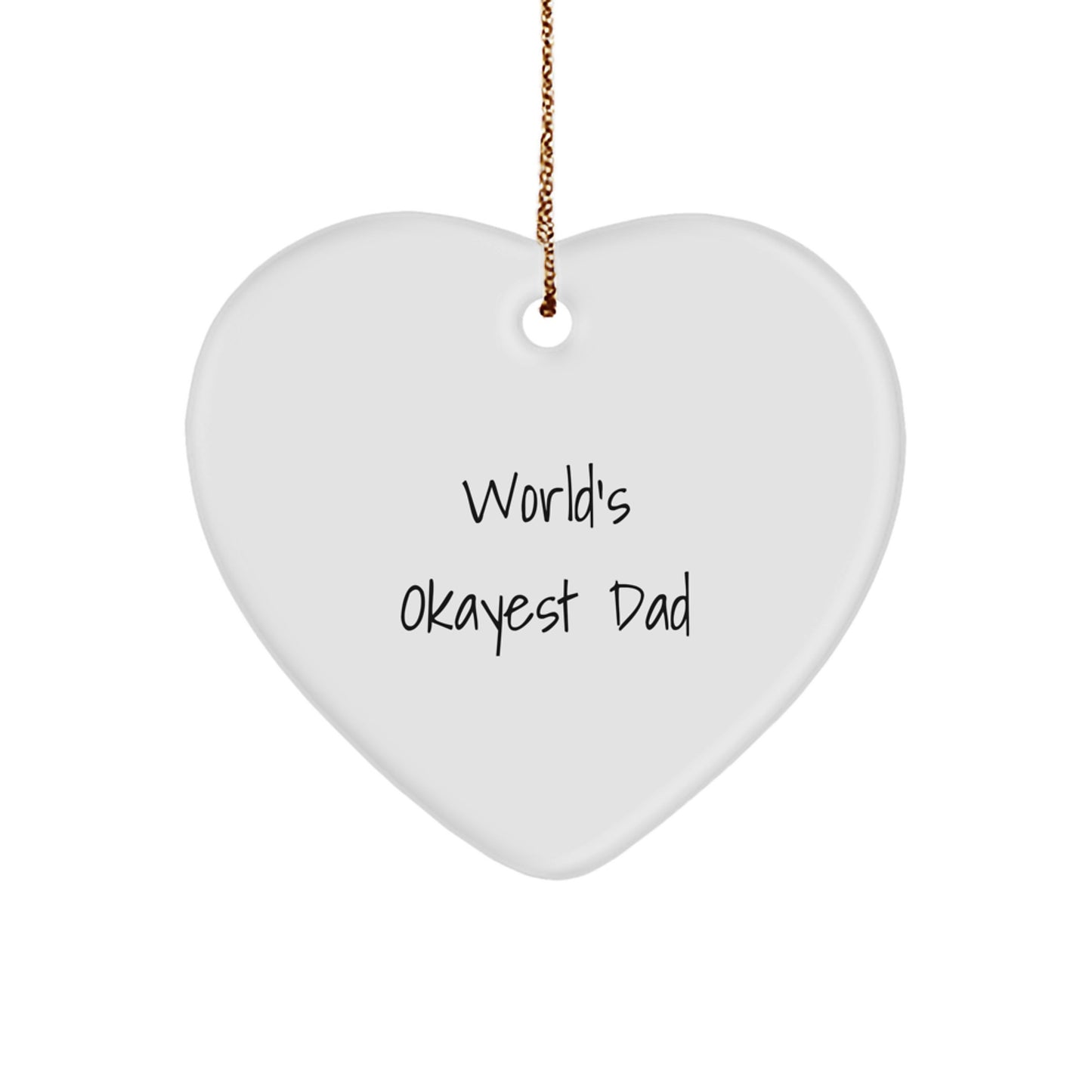 Christmas Gift for Dad World's Okayest Dad Heart Ornament Present - Image 1