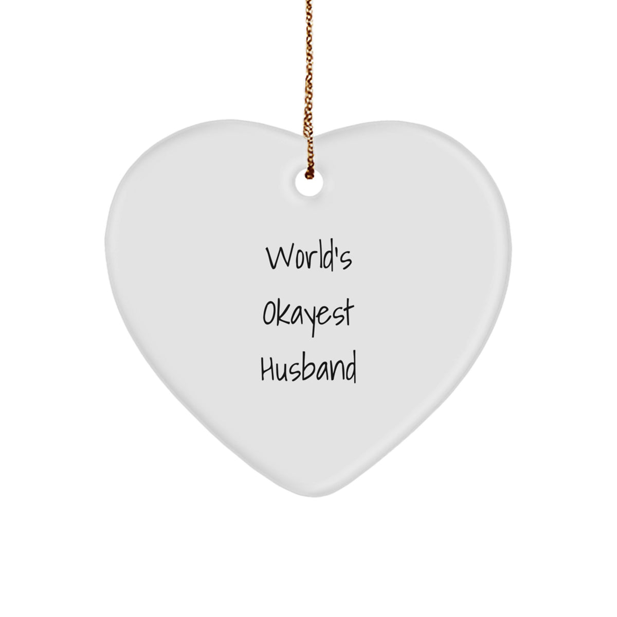 Christmas Gift for Dad Heart Ornament Present World's Okayest Husband - Image 1