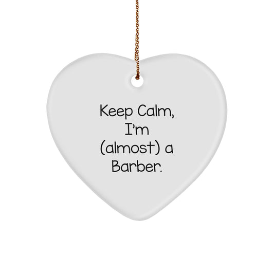 Barber Keepsake Christmas Ornament for Him Gift with Heart Shape - Image 1
