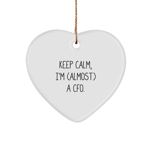 White Heart Christmas Ornament Gift for Coworkers Keep Calm, I'm a Cfo - Image 1